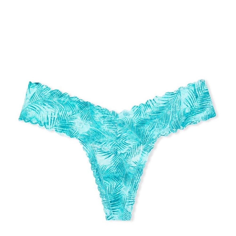 Victoria's Secret Lacie Thong Panty Paradise Blue XL NEW